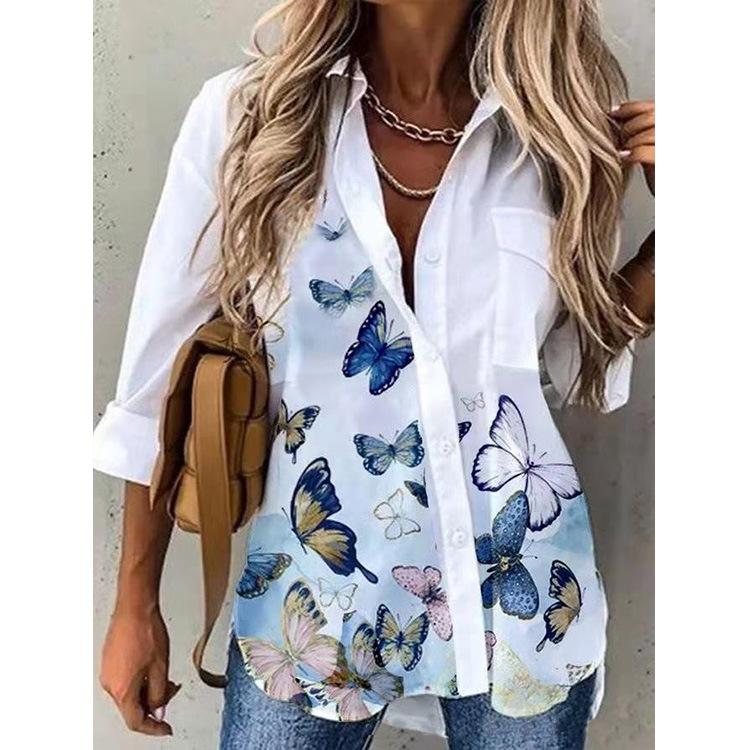 2026 Women's Spring/Summer New Fashion Print Long Sleeve Shirts Women's Shirt Top