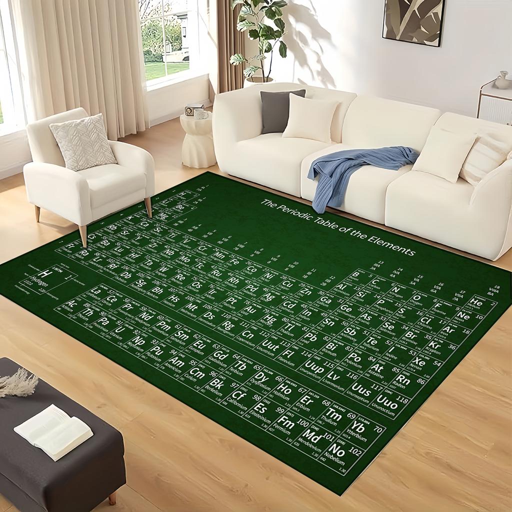 Retro Periodic Table of Elements Physics Formula Area Rug Carpet for Living Room Bedroom Home Decor,Non-slip for Sofa Doormat