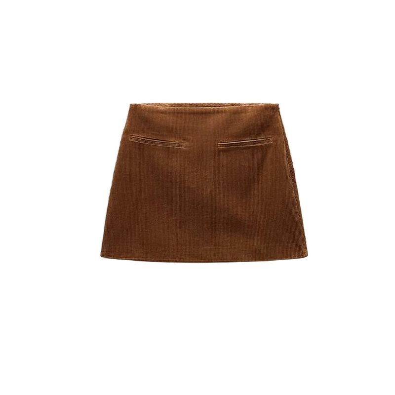 Fall and Winter New Women's Clothing Fashion Leisure Corduroy Cotton Mid Waist Mini A- Line Skirt 1255403