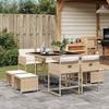 Vidaxl 9-Cz. Gartenmöbel-Set mit Kissen, Beige, Polyrattan