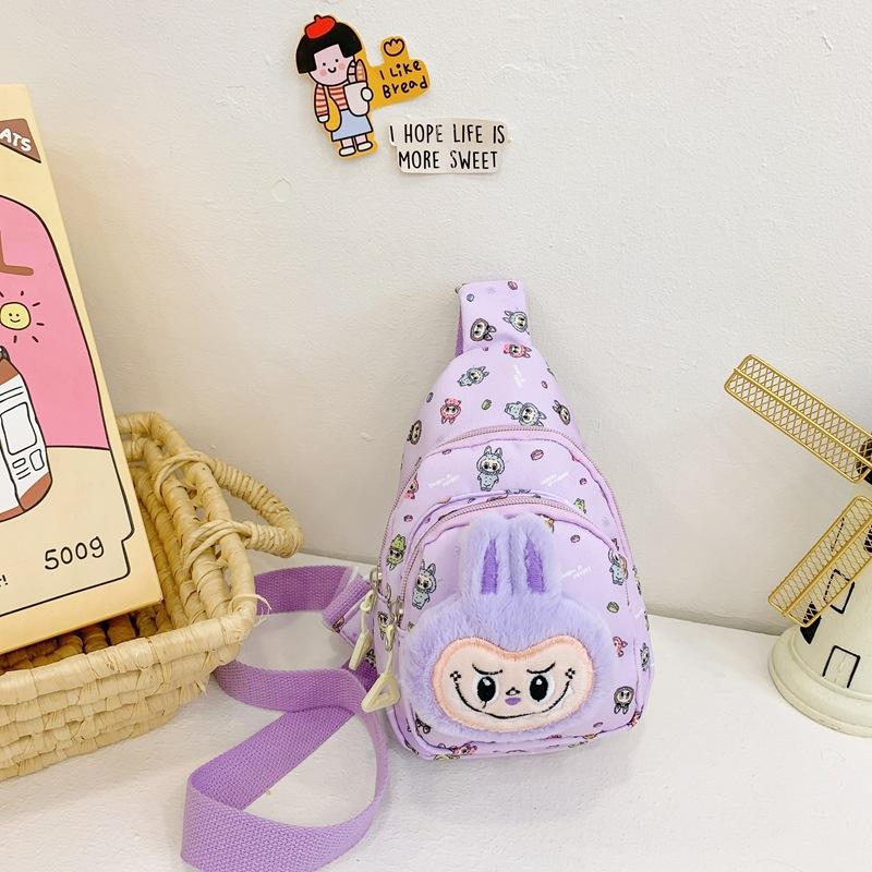 Lightweight And Fashionable Cartoon Kids Sling Bag With Soft Plush Accents For Occasion Any