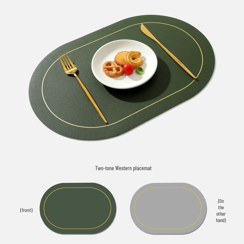 Waterproof Leather Oval Dining Table Placemat - Oil-Proof, Insulated Mat for Home & Hotel