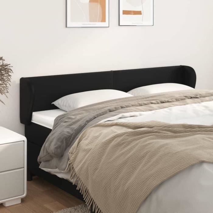 VidaXL Tête de lit avec oreilles Noir 183x23x78-88 cm Similicuir3116966