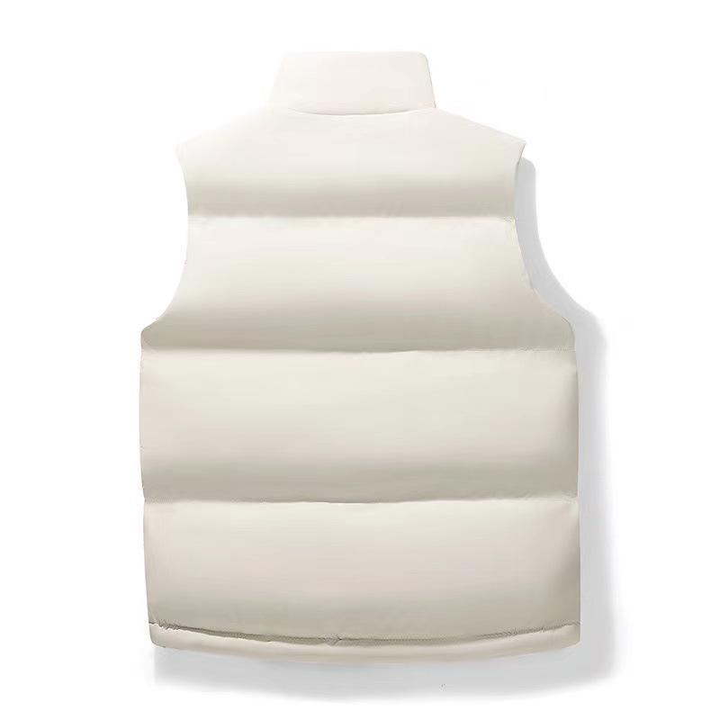 Men's Autumn/Winter Stand Collar Sleeveless Vest - Solid Color Casual Outerwear