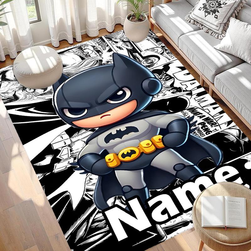 Custom Name Personalized Batman Print Carpet, Versatile Home Decor Rug, for Playroom, Apartment, Balcony, Entryway, Hallway Gift
