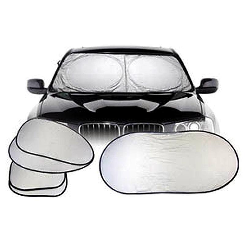 6-Piece Silver-Coated Car Sunshade Set with Tote Bag - Large Size Sun Protection for Interior