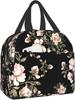 Waterverf Roze Bloem Zwart Geïsoleerde Lunchbox Koeltas Werk Kantoor School Picknick Strand Herbruikbare Lunchbox