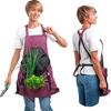 Gardening Apron Large Deep Pouch Fruit Picking Apron Easy Access Snap Design Work Apron for Home Garden