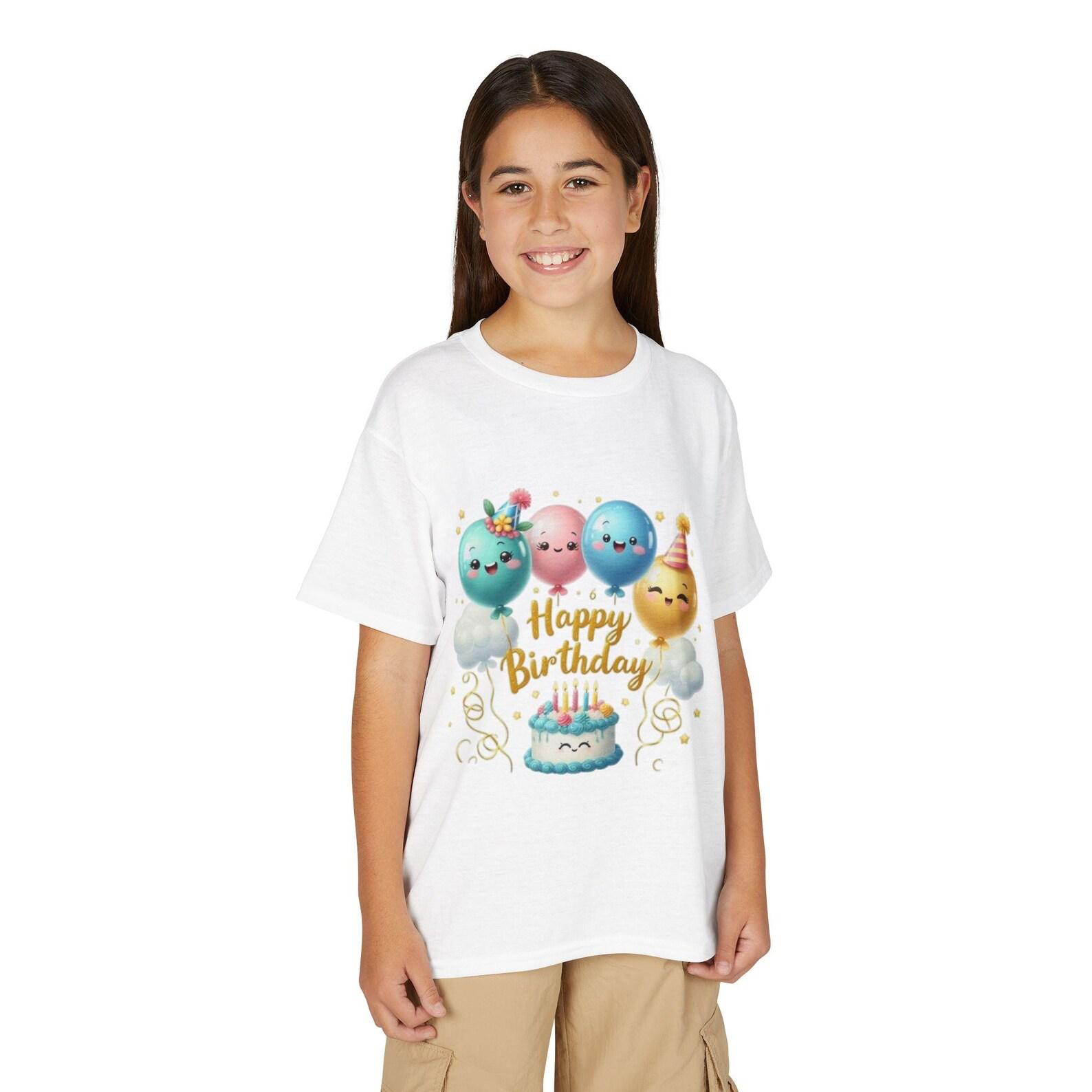 Happy Birthday Kawaii Balloons Youth T-Shirt | Smiling Cake Party Design 110