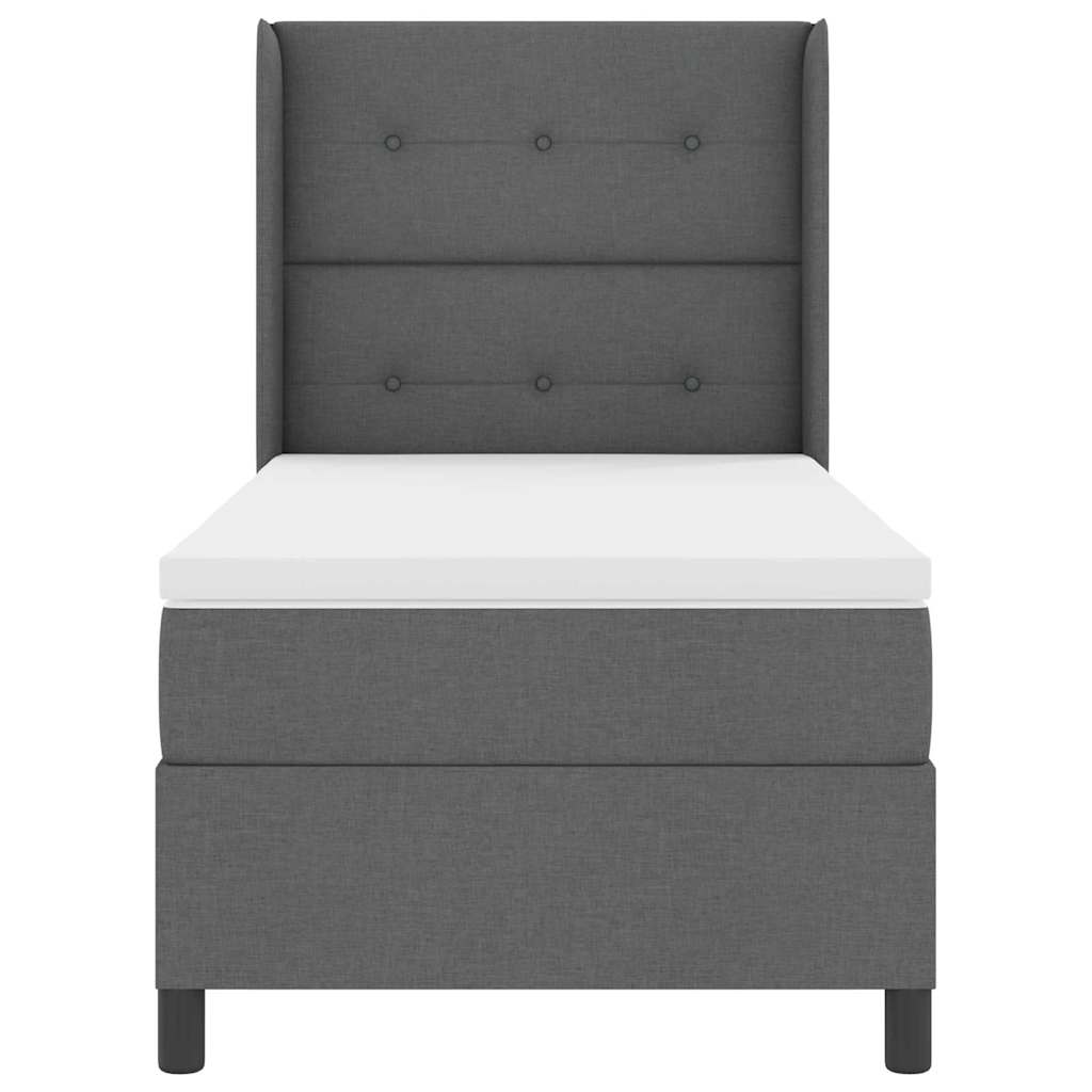 LED Boxspring Bed with Headboard Dark Grey 100 X 200 Cm Fabric