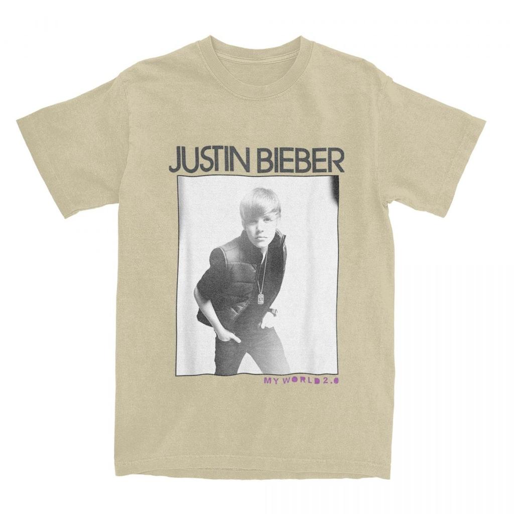 Men's Justins Biebers My World 2.0 Photo T Shirts Cotton Tops Novelty Short Sleeve O Neck Tee Shirt Gift Idea T-Shirts