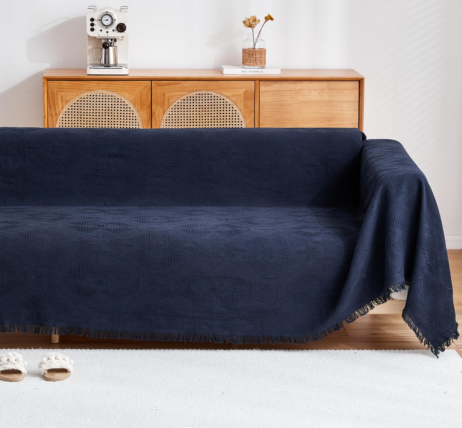 

HomeFirst Диван в скандинавском стиле, подлокотник или плед для дивана, с хлопковой защитой, подходит для всех 180 см, темно-синий, многофункциональный чехол, покрывало, без рукавов, двусторонний, темно-синий