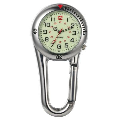 JEWELRYWE Karabiner-Uhr, Uhrenclip, leuchtend, analog, wasserdicht, Klettertaschen-Clip, Sportuhr, beliebtes Modeaccessoire