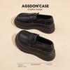 Augu Shiden Black Winter New Thick-soled Retro Matte Small Leather Shoes Velvet Jk Single Shoes