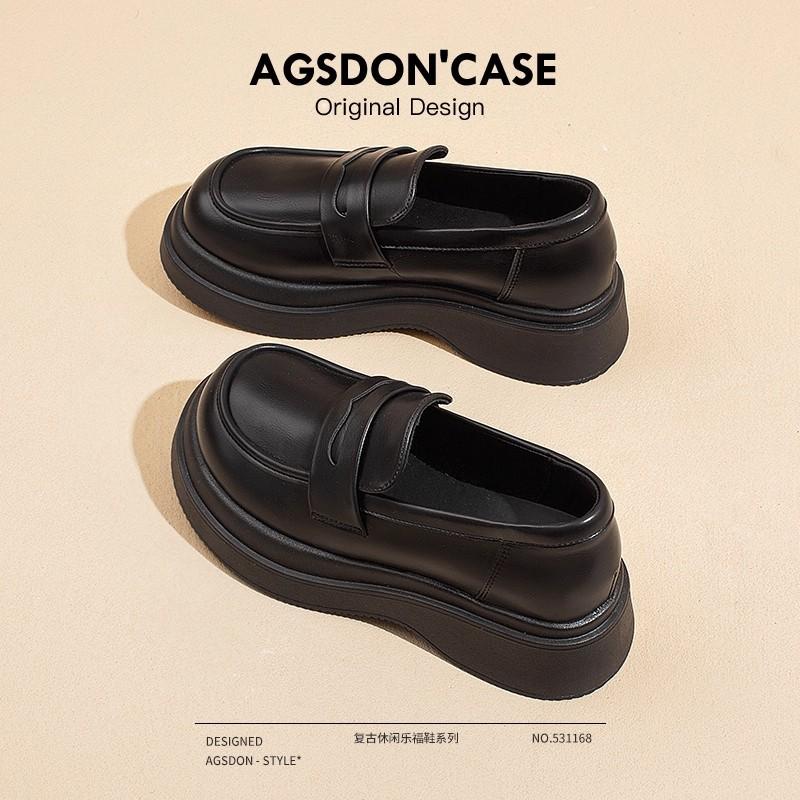 Augu Shiden Black Winter New Thick-soled Retro Matte Small Leather Shoes Velvet Jk Single Shoes