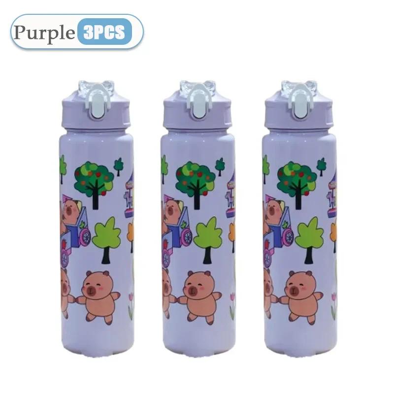 Capybara Straw Cup Kids Water Bottle Large Capacity Cute Capybara Cartoon Sippy Cup with Straw Portable for Children