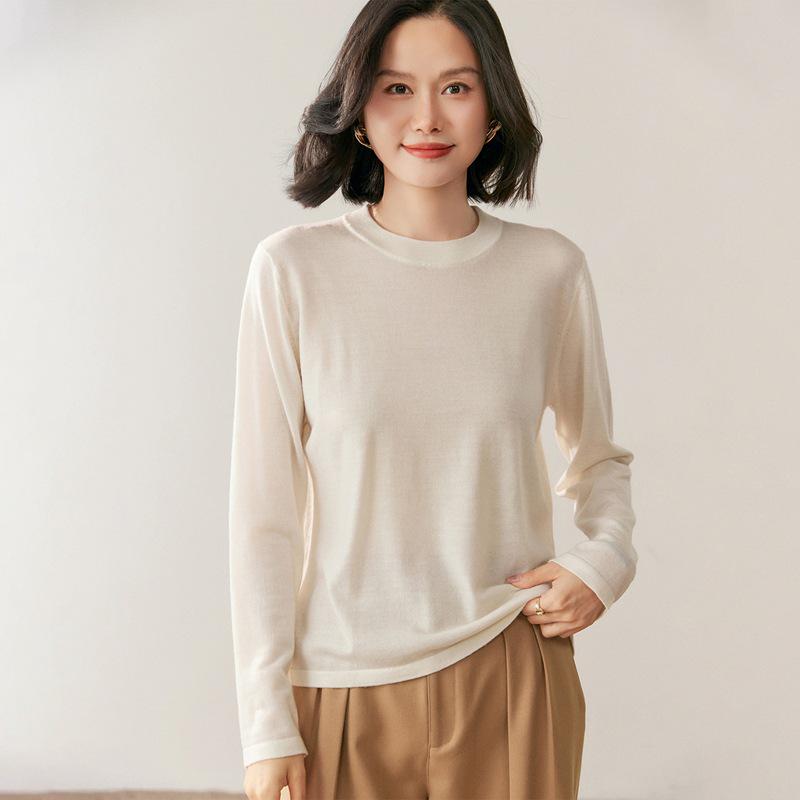Lekasha Women's Slim Fit 100% Cashmere Semi-High Neck Top