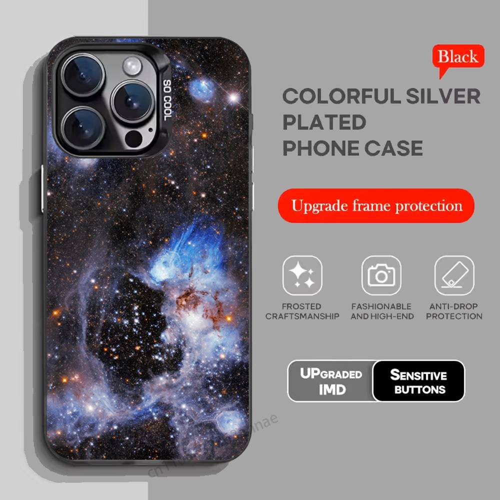 Moon Galaxy Universe Phone Case For iPhone 17,16,15,14,13,12,11,Pro,Max,Plus,Mini,X,XS,XR,8,S,SE Soft Black Case