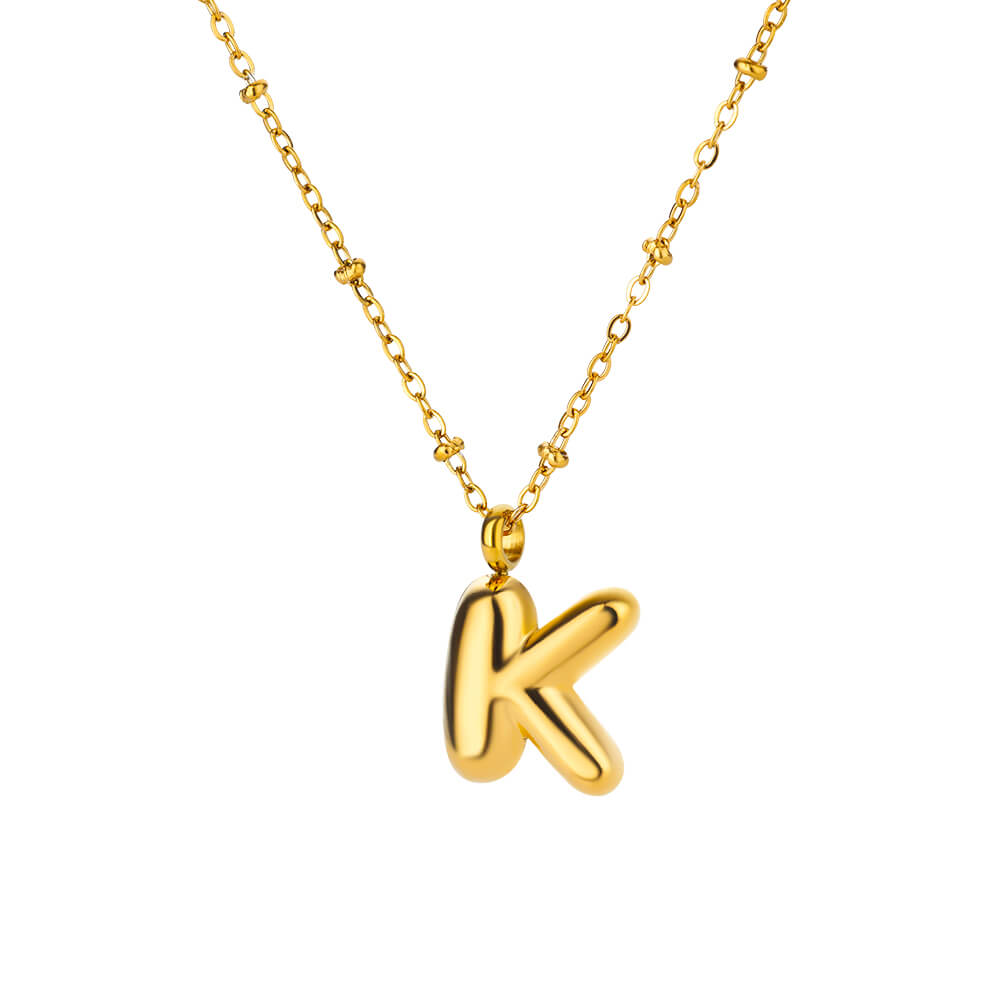 Chunky Initial Letter Stainless Steel Necklaces For Women Gold Color A-Z Letter Necklace Wedding  Fashion Party Jewelry Gift Bff