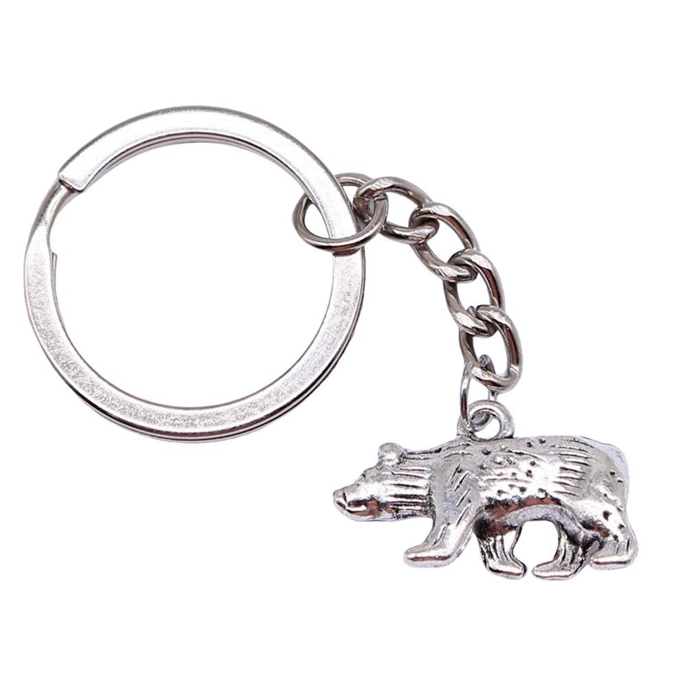 Bear Charm Tiger Keychain Wild Animal Pendants Key Ring 28mm