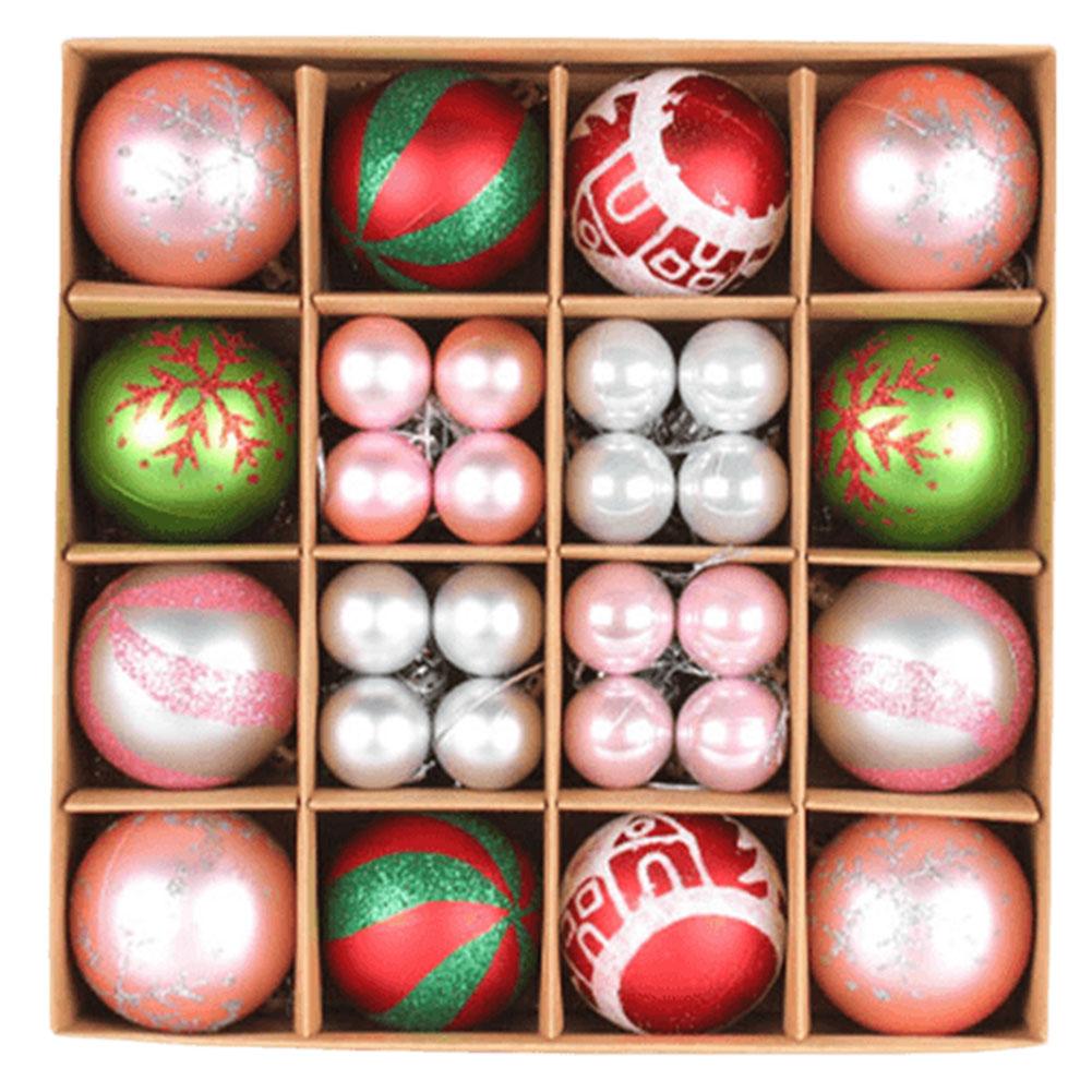 

44pcs Shatterproof Balls Round Christmas Tree Baubles Decorations Multi-purpose Festival Theme for Holiday Party Decor Cyan Red розовый