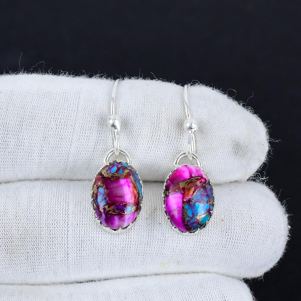 Natural Kingman Spiny Turquoise Gemstone 925 Sterling Silver Earring, Boho Silver Jewelry Dangle Earrings, Gifts For Anniversary Gifts For Her