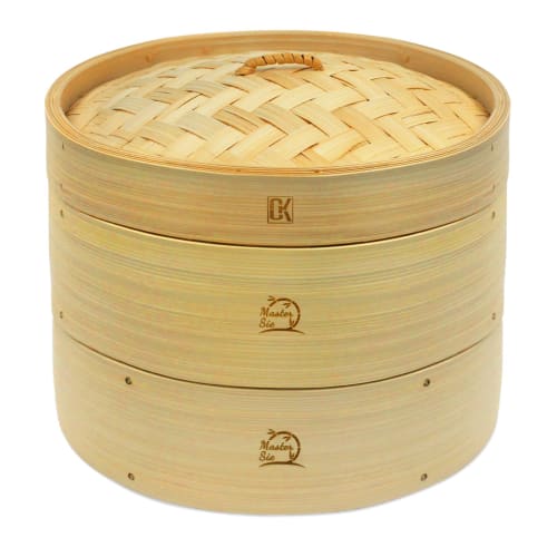 [Supervised by a Culinary Expert] Deep, Handmade Bamboo Steamer with 50 Sheets of Special Bamboo Paper, Set of 2 Steamers and 1 Lid, Commercial Steame