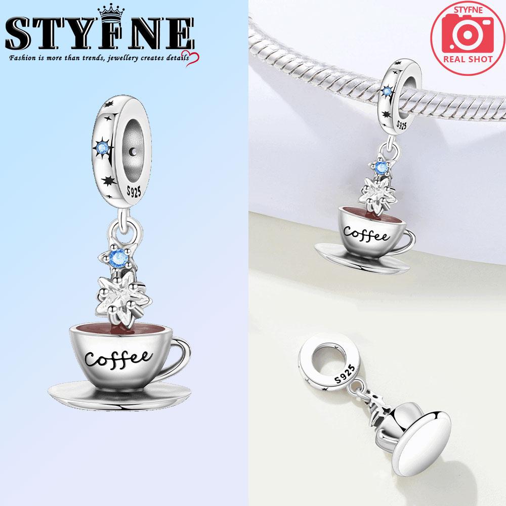 Copper Food Drink Strawberry Ice Cream Heart Coffee Charms Beads Pendant For Original Bracelet Woman Girl Jewelry