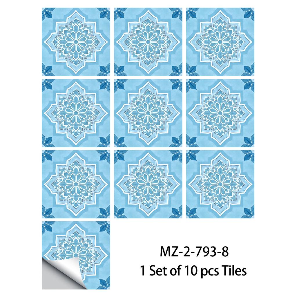 10 Pezzi Adesivi Piastrelle Mandala Boho - Decalcomanie Murali in PVC Lucido Cristallo - Murale Autoadesivo Impermeabile per Pavimento Cucina Bagno Decorazione Casa