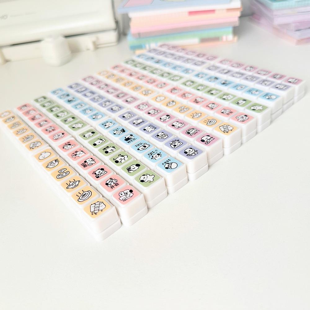 Kawaii 6 Designs Decorative Stamps Diy Crafts Cartoon Scrapbooking Stamp Multipurpose Press Inkpad Stamps Journal Planner