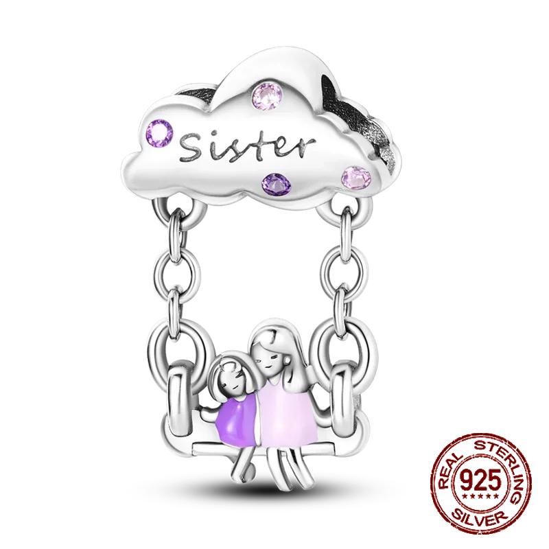 Copper Heart Shaped Daughter Mom Charm Beads Fit 4Mm Hole Diameter Bracelets Fine Diy Mother'S Day Jewelry Gift