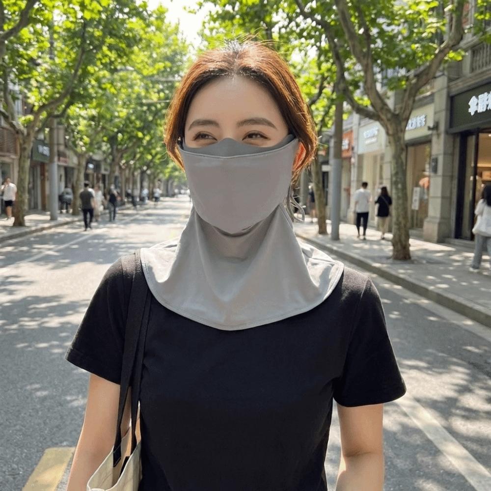 Integrated Shawl Ice Silk Face Mask Lightweight Design Sun-shading Mask  Sports Use