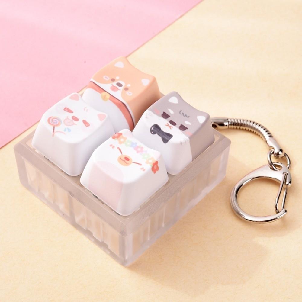 Kawaii Fidget Toy Keychain Relax Button Mechanical Keyboard Keying Puppy Fans