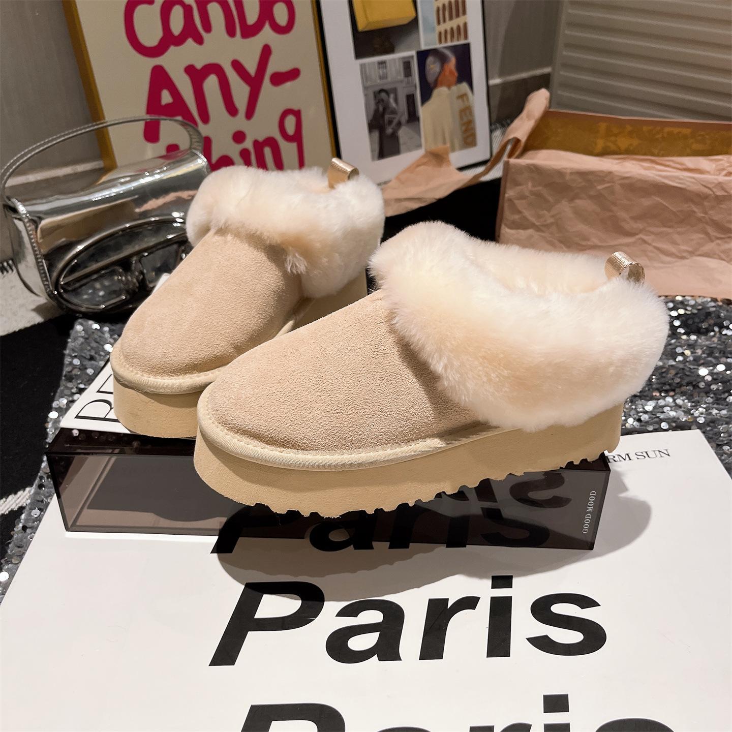 

Hot wind platform snow boots women s winter 2025 new velvet warm short boots small outdoor versatile cotton shoes 40 песочный