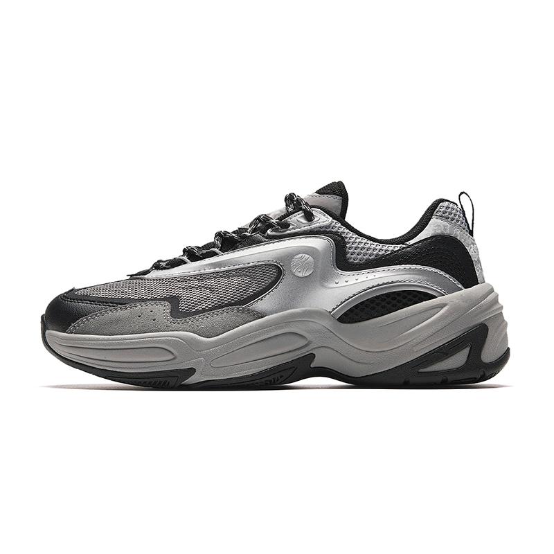 ANTA Women s Qianxi Retro Chunky Dad Shoes Silver Black Grey 122348850-2 36.5