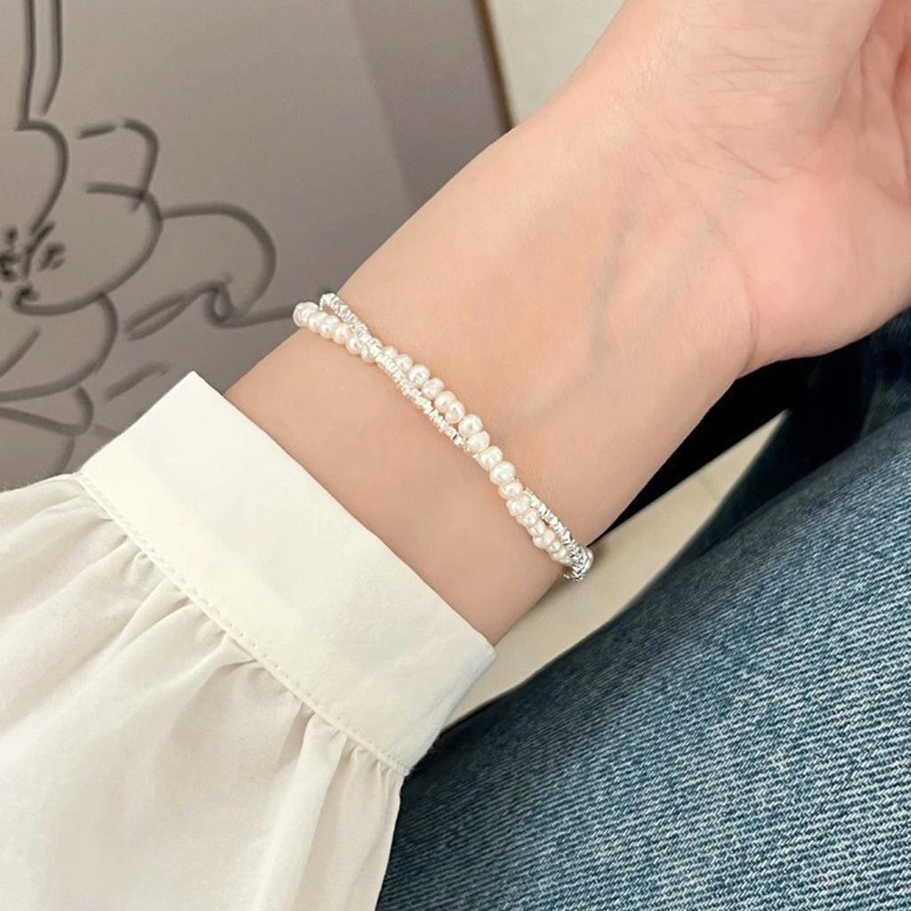 Copper Double Layer Pearl Bracelet for Women Girl Design Bead  Jewelry
