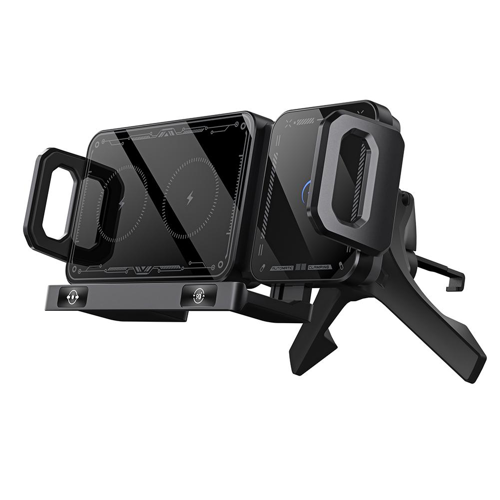 Car Wireless Charger Stand Car Phone Holder Mount 15W Dual Coil Car Vent Phone Holder For Samsung Galaxy Z Fold 5 6 Flip 3 4