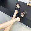 Thick-soled Slippers Women's Summer Outer Wear Advanced Sense 2025 New High-heeled Cool Slippers Fashion Heightening Beach Flip-flops