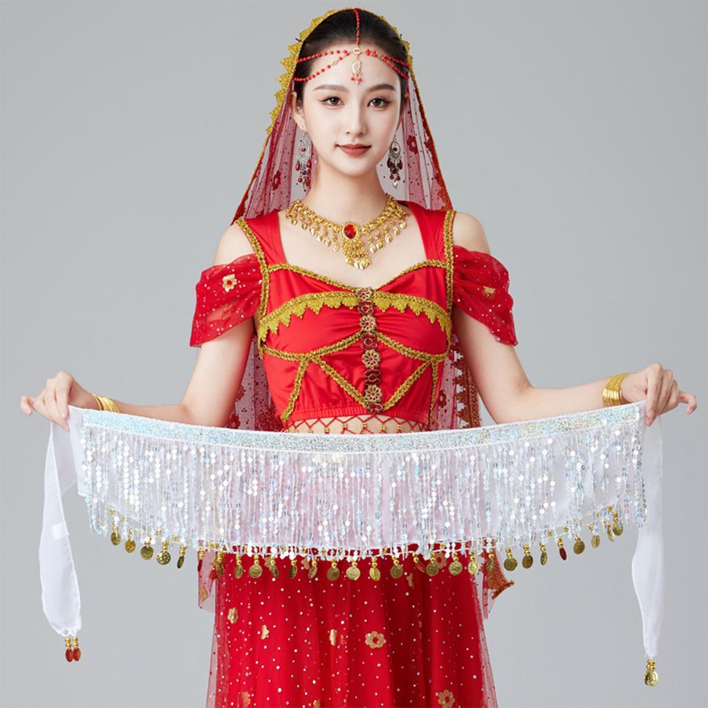 Damen Hoch taillierter sexy Pailletten-Halbrock Taillen-Accessoires Pailletten-Bauchtanz-Taillenschal