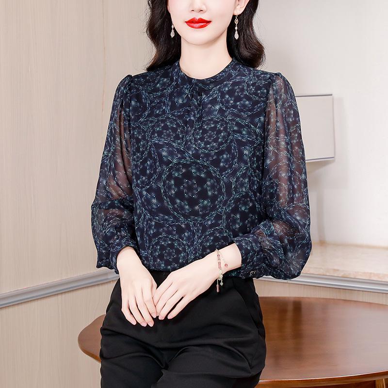 Lux Silk Print Women's Plus Size Chiffon Blouse