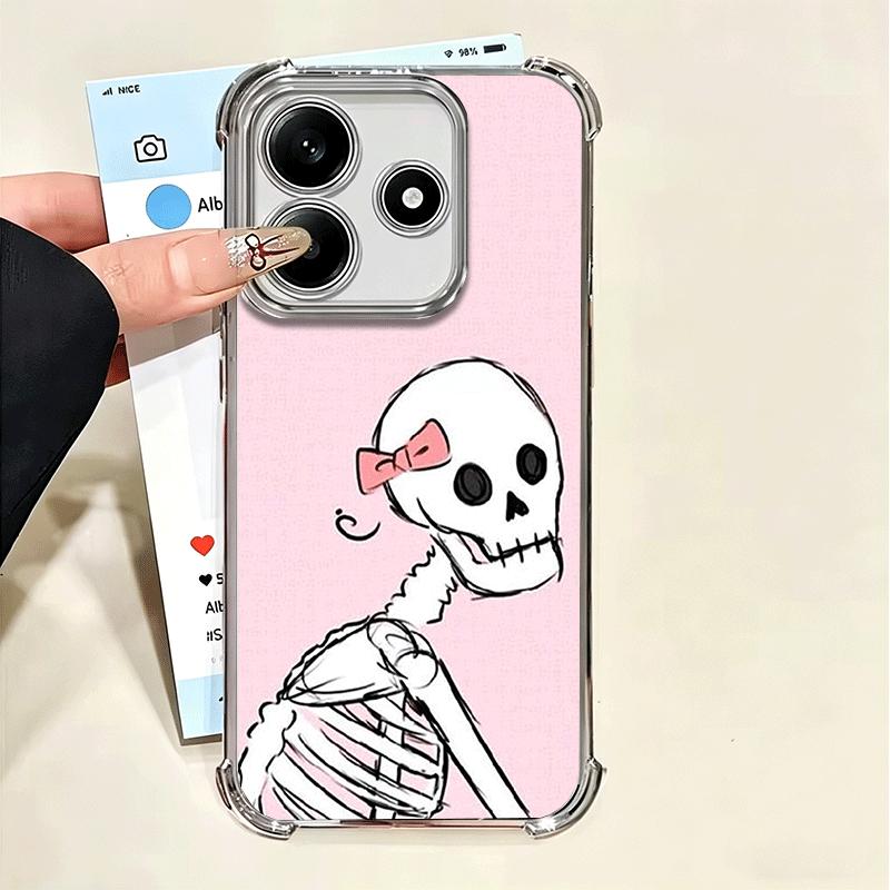 Pink Style Skull Witch Plating Phone Case For Xiaomi Poco X5 X6 X7 X8 Pro Max F8 Ultra F7 M8 M7 M5S Redmi 15C 15 14C 13C 13 X3 1
