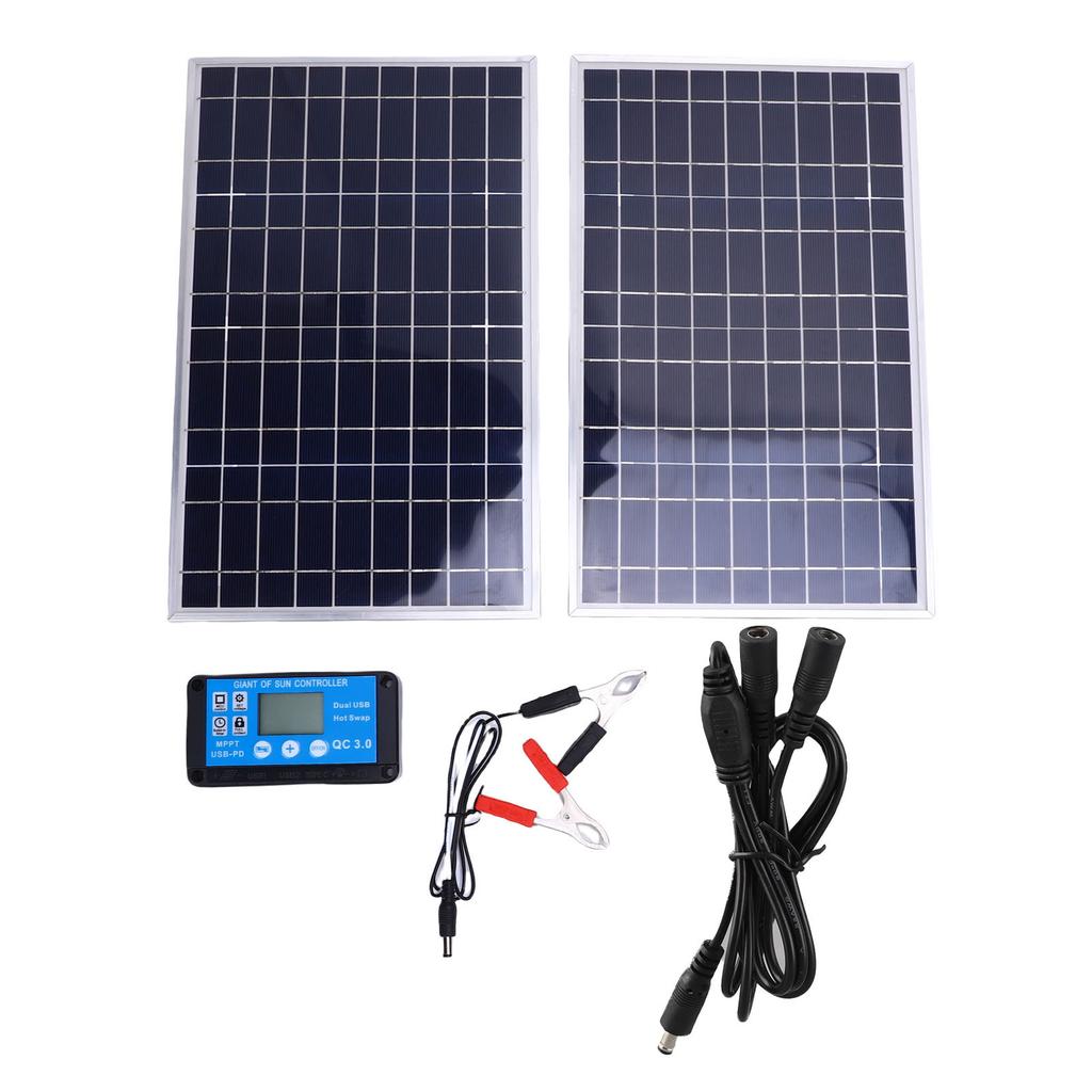 200W Solar Panel Kit Aluminum Frame Solar Charger Controller Kit for Off Grid Applications RV Travel