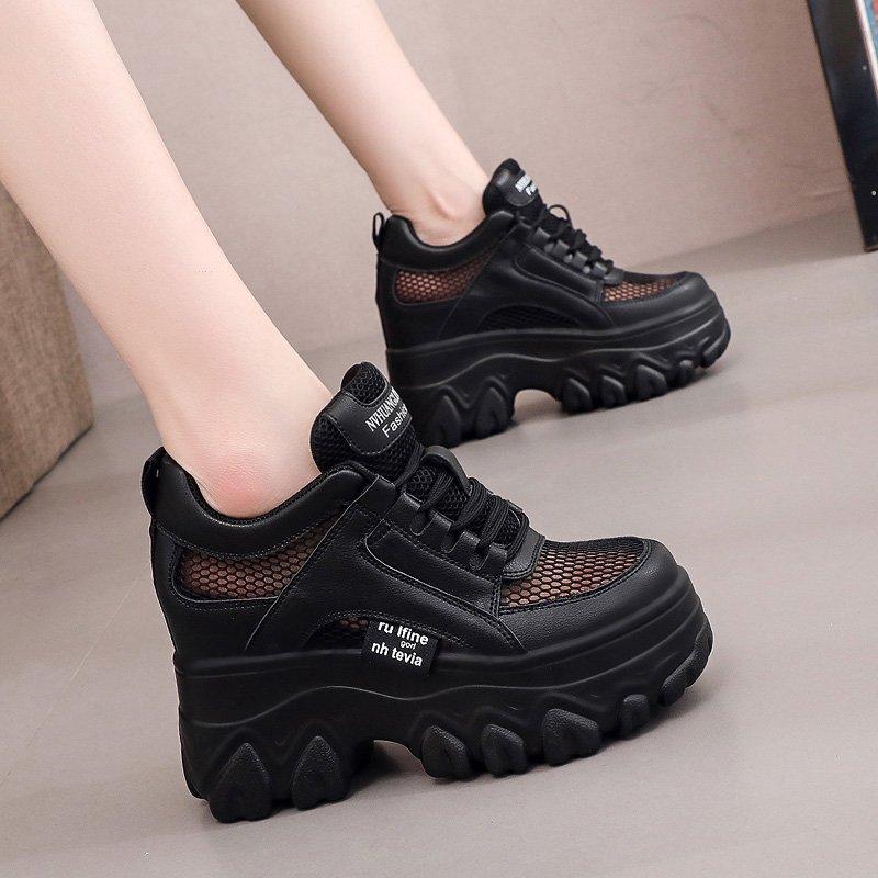 Height-enhancing Shoes for Women, Old Shoes, Breathable Summer Mesh Shoes, Casual Platform Shoes, White Shoes