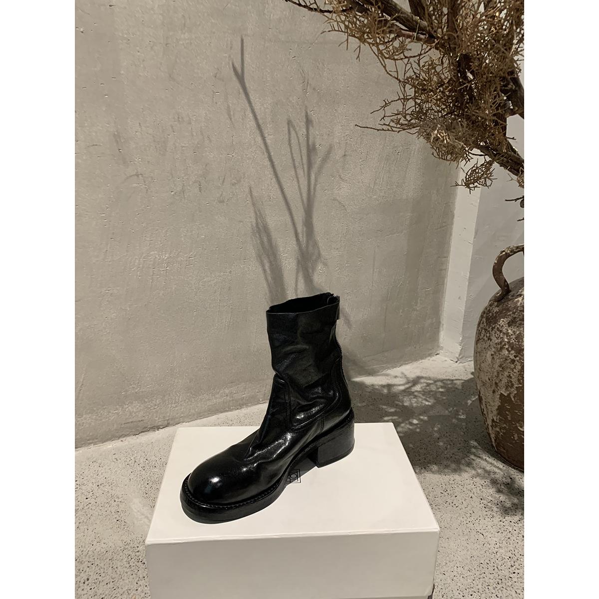 

In stock, grape mother, new Martin boots in autumn and winter, retro thick heel rear zipper 6cm horsehide short boots for women 34