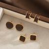 6 Pcs Vintage Brown Resin Earring Set For Women Fashion Simple Maillard C-shaped Irregular Earring Daily Party Jewelry Gift 2026