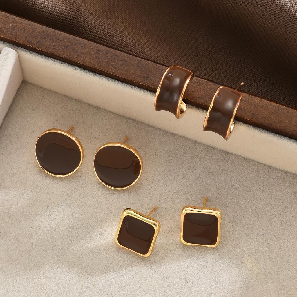 6 Pcs Vintage Brown Resin Earring Set For Women Fashion Simple Maillard C-shaped Irregular Earring Daily Party Jewelry Gift 2026