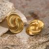 18K Gold Stainless Steel Water Drop Texture Spiral Earrings Ins Wind European and American Internet Celebrity Titanium Steel Asymmetric Stud Earrings