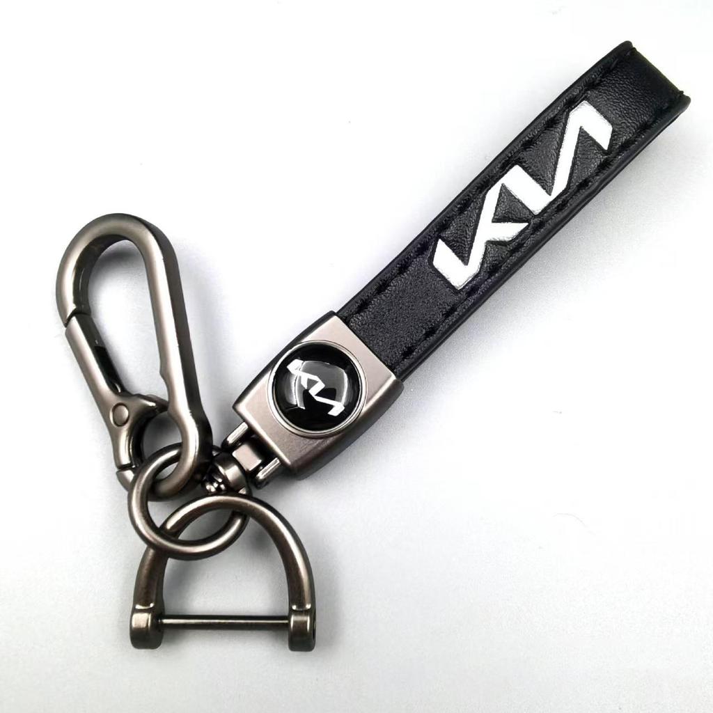 ZBAX1 Men Womens Luxury Leather Keychain Retro Keychain with Car Logo for Kia Rio Soul Seltos Forte K5 K3 Niro Sorento Stinger Sportag