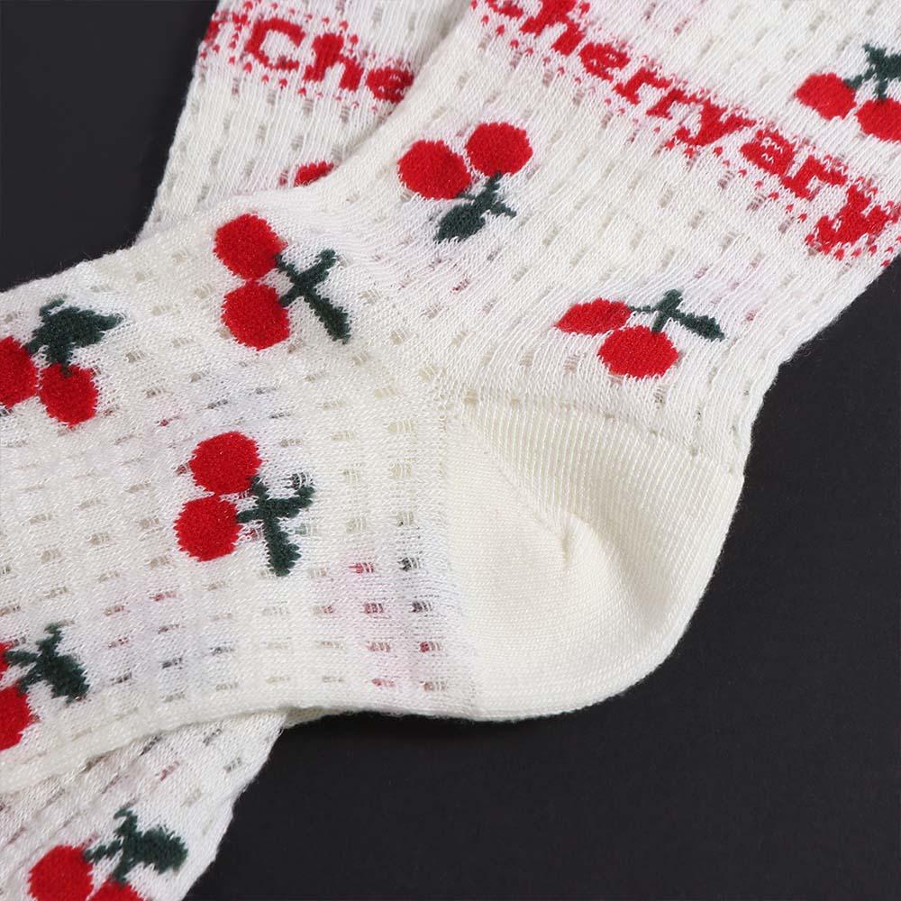 Hollow Out Cherry Short Socks Ruffle Summer Tube Socks Fashion Mesh Ankle Socks  Streetwear