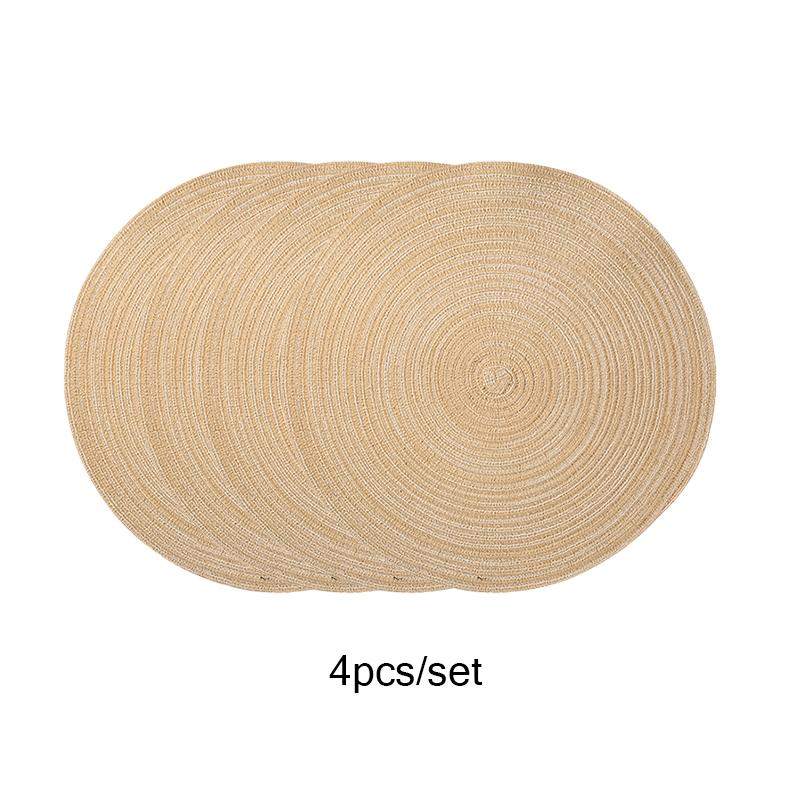 4pcs/set High Quality Handmade Round Woven Braided Placemats 15 Inch Round Table Mats for Dining Tables